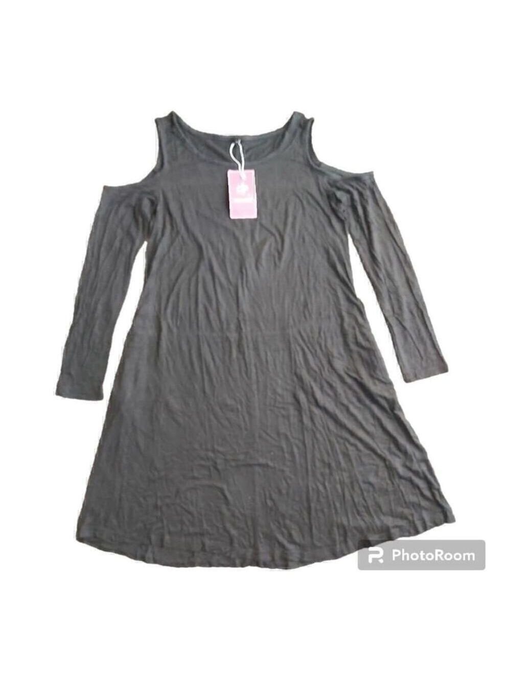 Women's PCEAIIH Black Cold Shoulder Long Sleeve Dress Size L